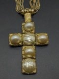 Vintage Freirich Cross pendant with quadruple chain