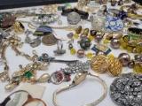 Group Vintage earrings, necklace, 10k rolled ladies bulova watch, Vendome earrings