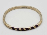 Vintage Mexican sterling purple inlaid hinged bracelet