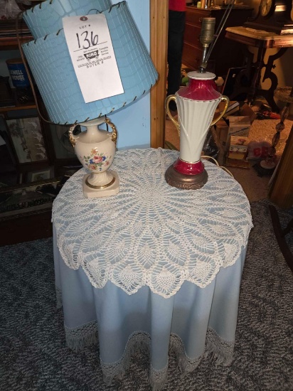 2 Porcelain Lamp & Stand