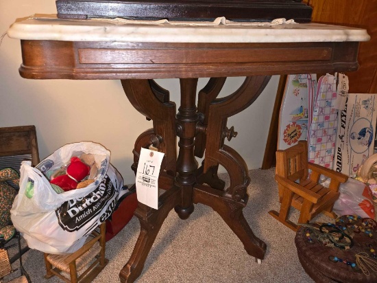 Carved Marble Top Stand