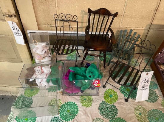 Beanie Babies w Display Cases and Chairs