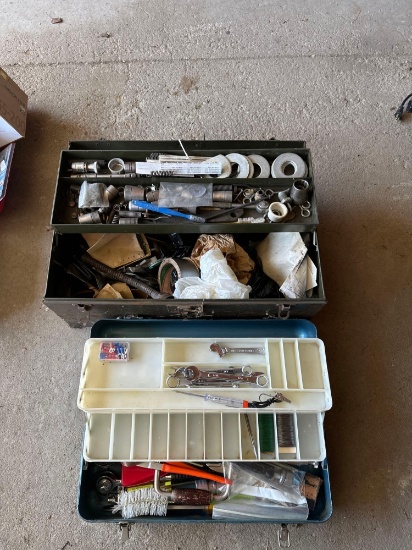 Tackle Box and Tool Box with misc tools and hardware