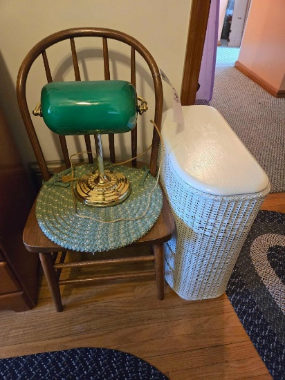 Spindle Back Chair, Desk Lamp, Hamper, Lamp
