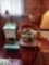 Small Painted Wooden Stand, Wooden Chair, Small Stool, & Hanging Items