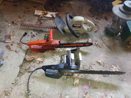 2 Electric Chainsaws & Electric Trimmer