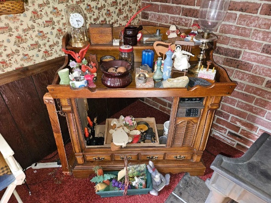 Wooden TV Cabinet, Glass Decor, Small Wooden Decor, & Anniversary Clock