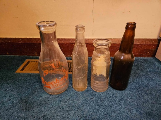 Brookside Farms Milk Jug, Home Brewing Co. Bottle, & Glass Bottles