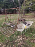 Outdoor Swing Frame & Metal Chairs w/ Stand