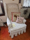 Floral Pattern Cushioned Arm Chair & Plaid Pattern Cushioned Arm Chair