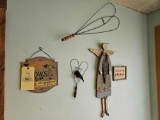 Vintage Rug Beaters, Wall Art & Basket Stand