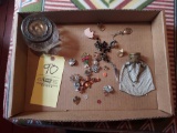 Early Vintage Metal Coin Purse & Small Assortment of Costume Jewelry