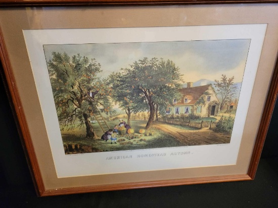 Currier and Ives American Homestead Autumn print
