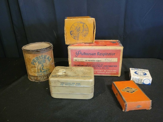 Group of vintage advertising items, respirators, Briggs and Straton, Periseal