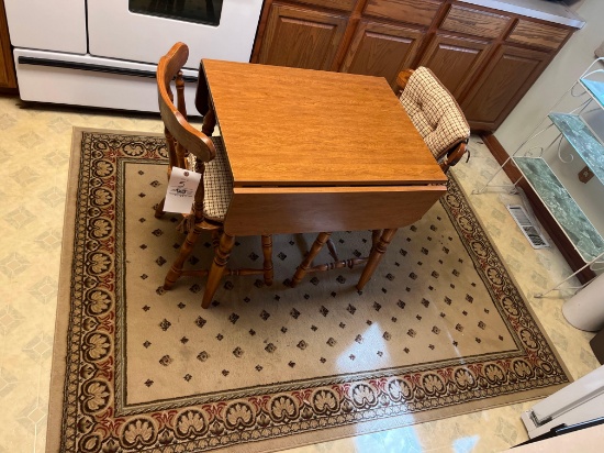 Drop Leaf Dinette with (2) Chairs with Area Rug