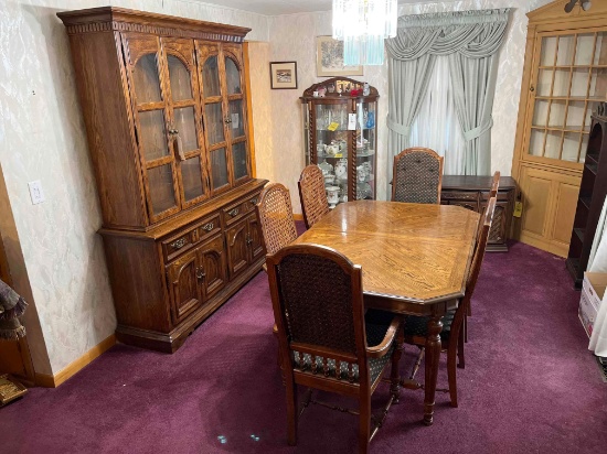 Hibriten Table and (6) Chairs with 2pc China Cabinet