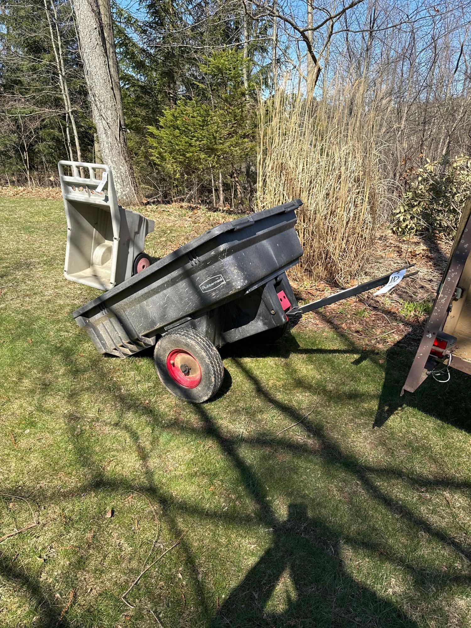 Rubbermaid pull behind dump cart Proxibid