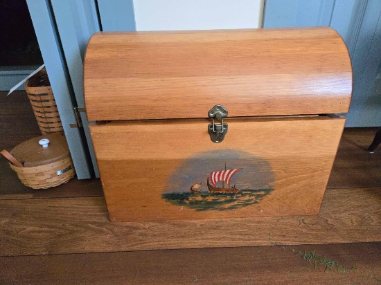 Artist Painted and Signed Small Trunk