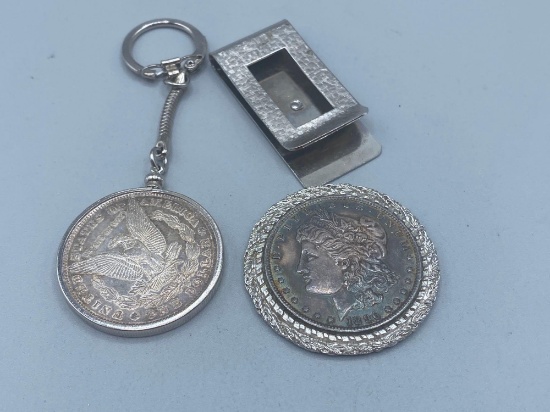 1884o & 1896 Morgan Dollar money clip & keychain