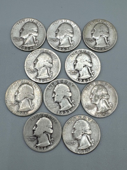 Silver Washington Quarters bid x10