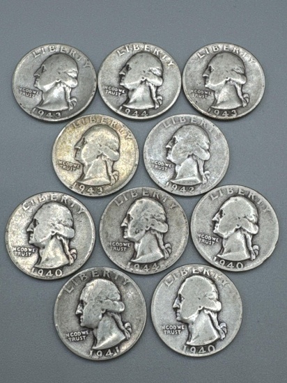 Silver Washington Quarters bid x10