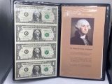 Uncut sheet of 4 $1 Federal Reserve Notes