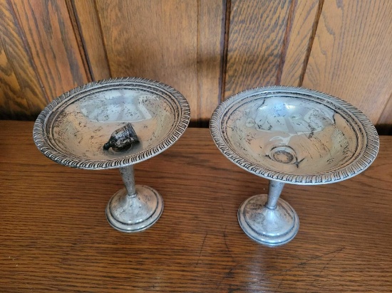 Pair of weighted sterling compotes