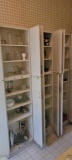 Contents of 3 cupboards, Aluminum serving pieces, glassware, stemware, compotes, candles and more