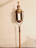 Church Religious Processional Brass & Glass Candle Lantern