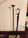 Lot of three Church processional candle holder parts with wood base