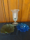Imperial Crystal Czech Candle Holder and decorative glass bowl lot