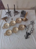 Lot of Brass and Steel Church candle holders and parts