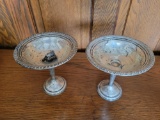 Pair of weighted sterling compotes
