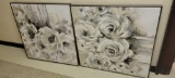 Pair of framed canvas floral art prints