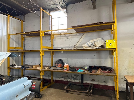 two sections of pallet shelving.