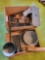 Candle mold, cornbread, scale, rolling pin and more primitive items