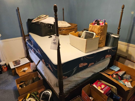 Full size poster bed with 2 sets of matresses and boxsprings