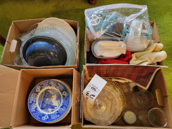 4bx Glassware, plates, vases, sweeper, and more