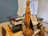 Books, wood carved figure