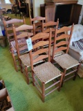 Shaker style ladder back chairs (2) captains chairs, (4) normal