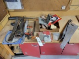 Square, saws, bar clamps, and more