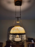 Handpainted Electrified hanging parlor lamp