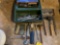 toolbox and hand tools, mallet, hammer, wrenches