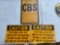 3 metal caution signs