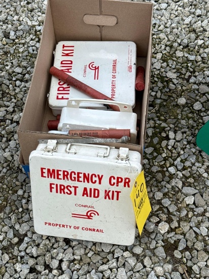 conrail first aid kits, road flares