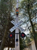 traffic light, railroad crossing sign & lights