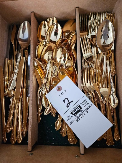 Set of gold plated stainless flatware