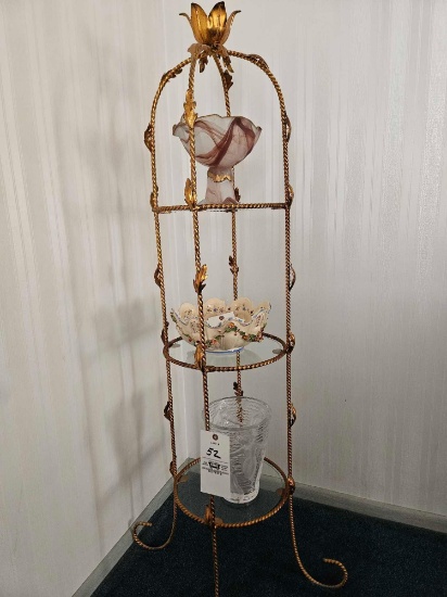 3 tier wire and glass stand