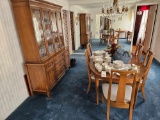 Mid century dining room suite, table with extra leaves, 6 chairs