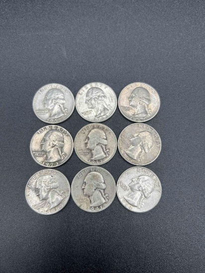 (9) Washington Silver Quarters